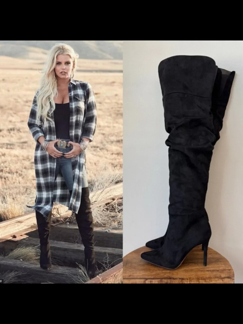 Jessica Simpson JS-LADEE Black Over the Knee Stiletto Boots 9.5